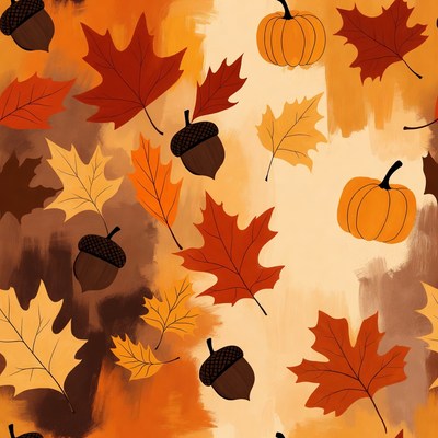 Autumn Leaves Acorns Pumpkins Pattern
