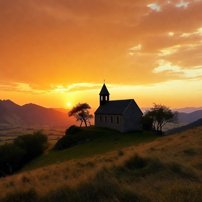 Chapel Silhouette at Sunset