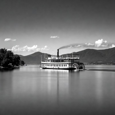 Steamboat on calm lake