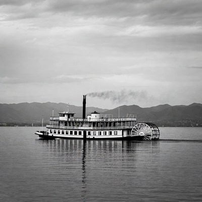 Paddlewheel Steamboat on Lake
