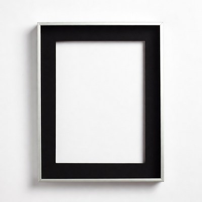 Empty Black Mat Silver Picture Frame