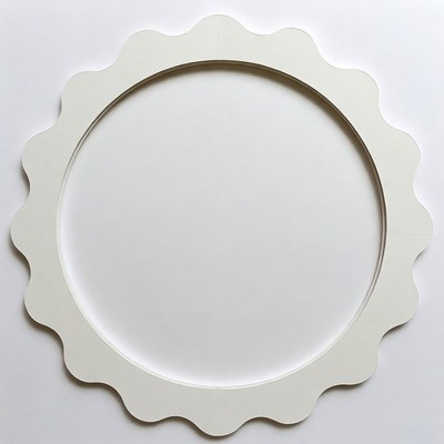 White Scalloped Circle Frame