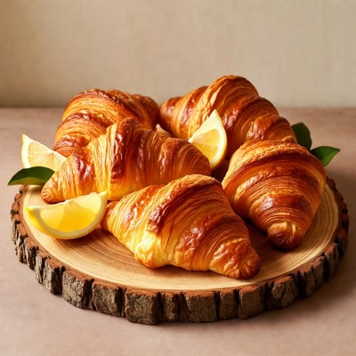 Fresh Croissants with Lemon Slices