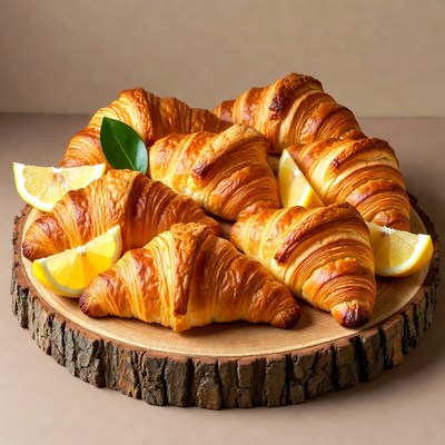 Fresh Croissants with Lemon Slices