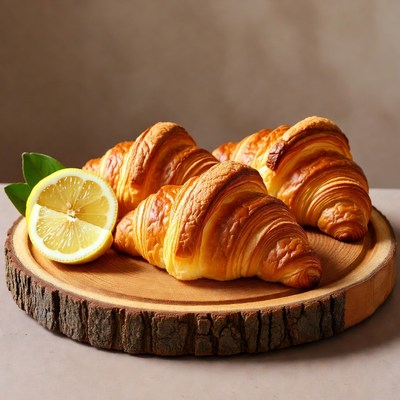 Fresh Croissants with Lemon Slices