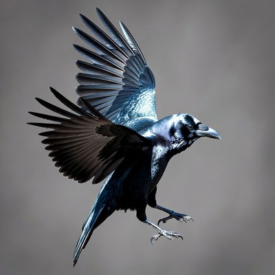 Raven Flying with Wings Spread