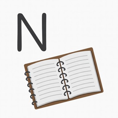 Letter N and Open Notebook