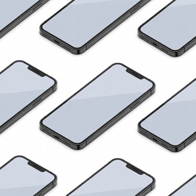 Multiple iPhone Mockups on White Background