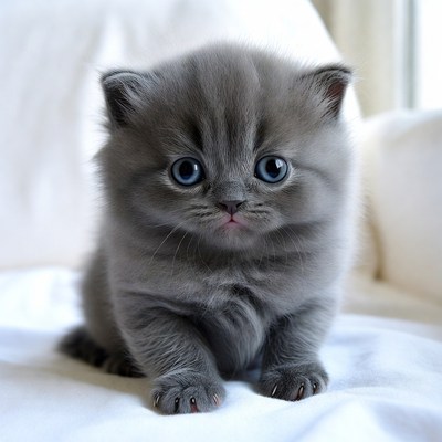 Cute blue-eyed British Shorthair kitten