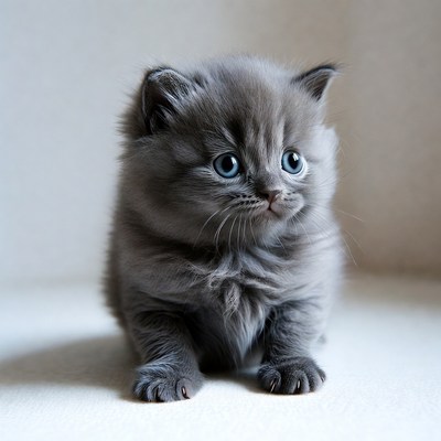 Fluffy blue kitten sitting
