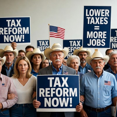Crowd protesting for tax reform