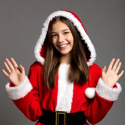 Girl in Santa Hoodie Smiling