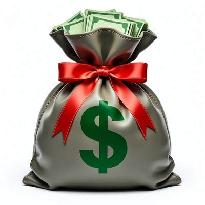 Money Bag with Red Ribbon