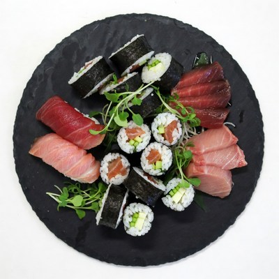 Assorted Sushi on Black Plate
