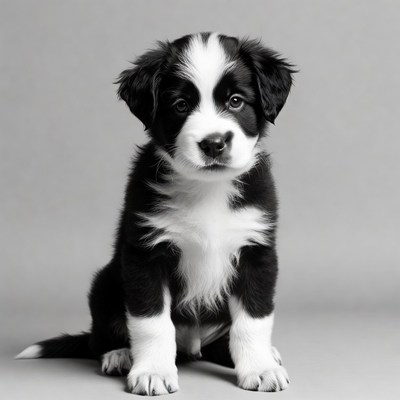 Black and white Border Collie puppy