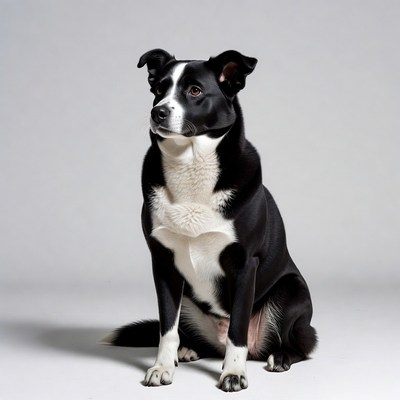Border Collie sitting on white background