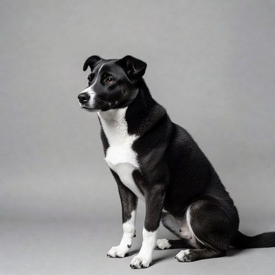 Black and white dog sitting