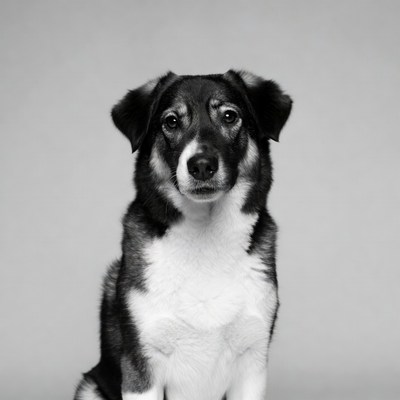 Black and white dog sitting