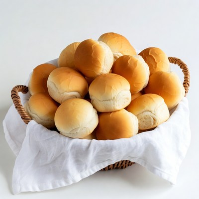 Dinner rolls in wicker basket