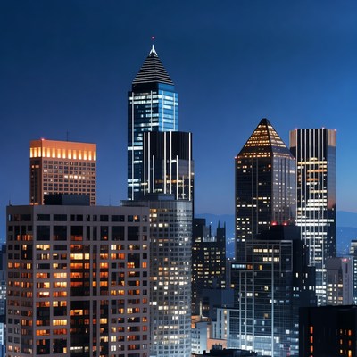 City skyline at night