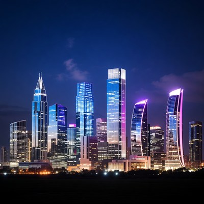 Vibrant Night Skyline Cityscape
