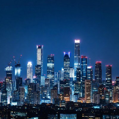 Vibrant Nighttime City Skyline