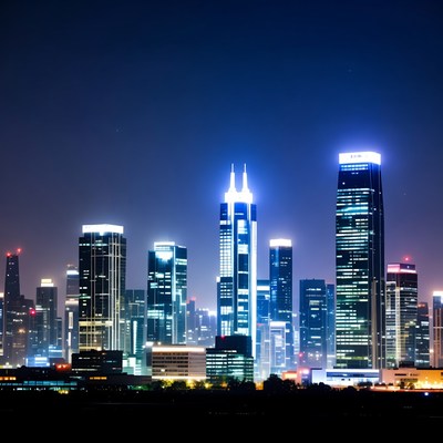 Vibrant Nighttime City Skyline