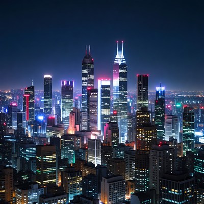 Vibrant Night Skyline Cityscape