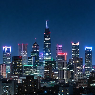 Shanghai skyline at night