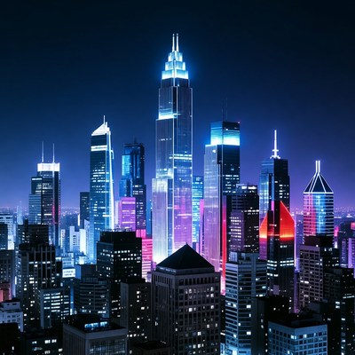 Vibrant Neon Skyline at Night