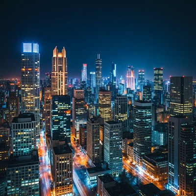 Vibrant Night Skyline Cityscape