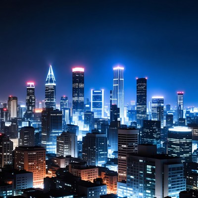 Vibrant Night Skyline Cityscape