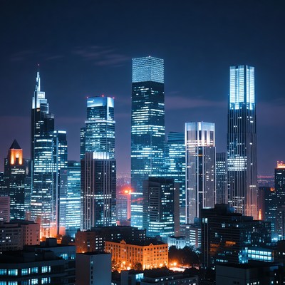 Vibrant Nighttime City Skyline