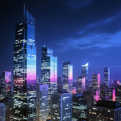 Futuristic Neon Skyline at Night