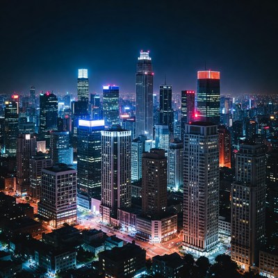 Vibrant Night Skyline Cityscape