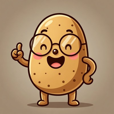 Cartoon potato with glasses thumbs up