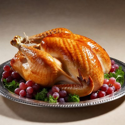 Roasted Turkey on Silver Platter
