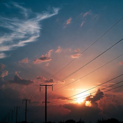 Power Lines at Sunset