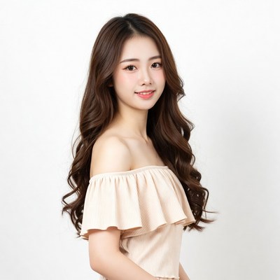Asian woman in off-shoulder top
