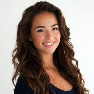 Smiling woman with long brown hair