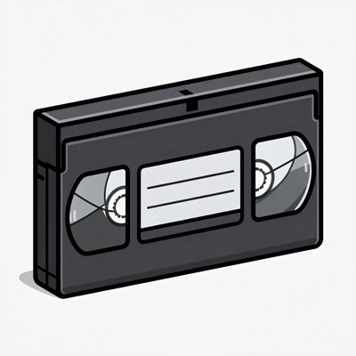 Black VHS Cassette Tape Illustration