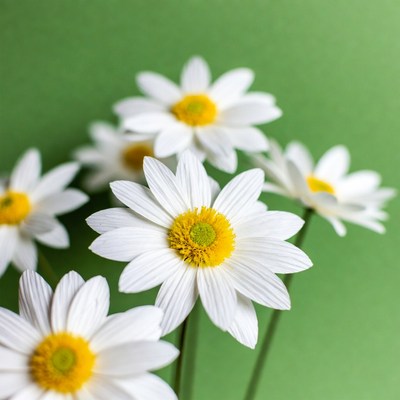 White Daisies on Green Background