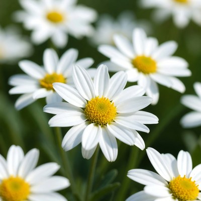 White Daisies in Green Field