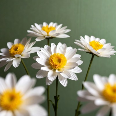 White Daisies on Green Background