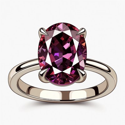 Purple Oval Gemstone Engagement Ring