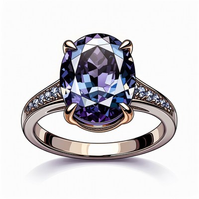 Purple Oval Gemstone Engagement Ring