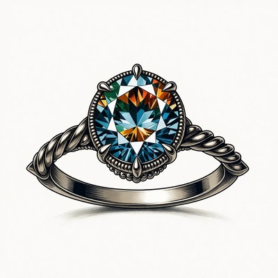 Colorful Oval Gemstone Engagement Ring