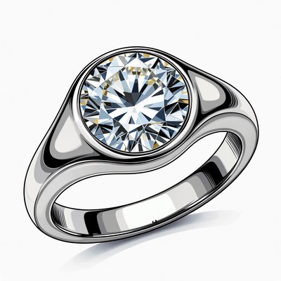 Silver diamond ring illustration