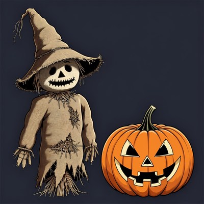 Scary Scarecrow with Jack-o-Lantern
