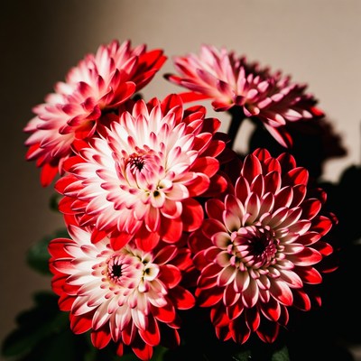 Red White Dahlia Flowers Bouquet